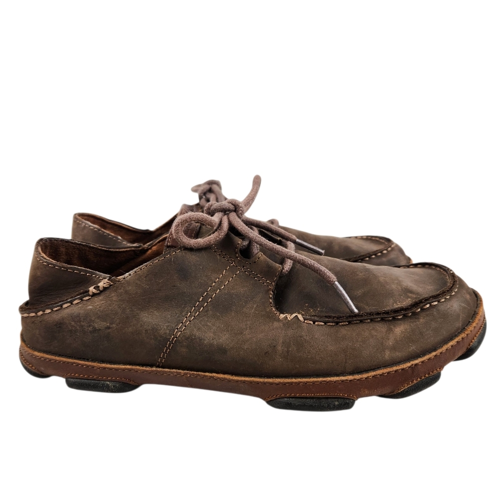 OluKai Ohana Lace-Up Nubuck Leather Moccasins Oxford Derby Shoes Mens Size 8